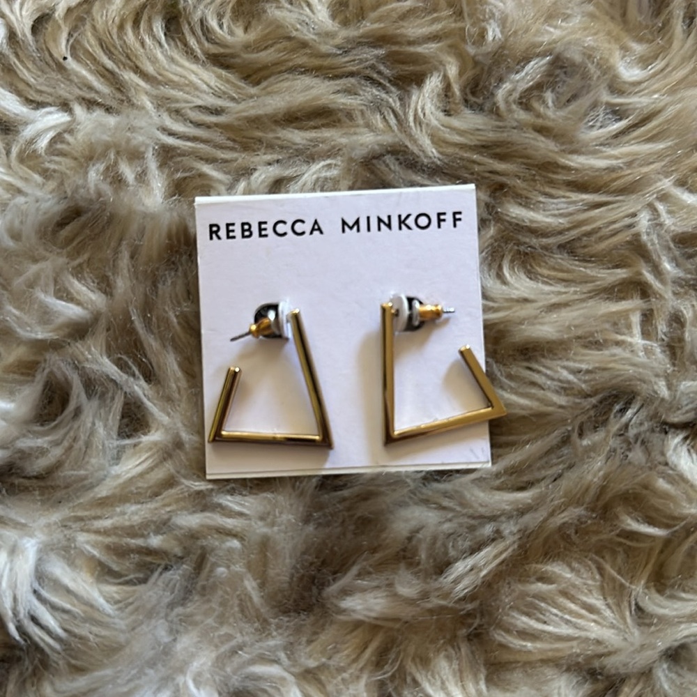 COPY - Rebecca Minkoff Yellow Gold Triangle Half Hoop Earring  Dangle